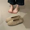 Zapatos Retro de Plisado para Abuela Mujer 2026 Otoño Suaves de Suela Plana Ligeros Transpirables Slip-on Zapatos Franceses Individuales Mocasines de Ballet