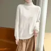 Suéter de punto trenzado 100% lana con cuello semialto para mujer, tejido grueso para otoño e invierno, cálido y elegante, jersey casual