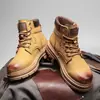 Botas Amarillas de Estilo Nuevo para Invierno 2026 con Forro de Felpa para Hombre, Botas de Trabajo Retro Desgastadas de Suela Gruesa, Botas de Algodón Cálidas de Caña Alta
