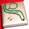 Colar, pulseira e brincos de Opala Verde conjunto de três peças para mãe, idosos Presente de Feriado colar presente Dia das Mães