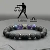 Pulsera Nueva Transfronteriza Pulsera de las Doce Constelaciones Piedra Volcánica Ojo de Tigre Lapislázuli Amatista Pulsera Hecha a Mano con Cuentas