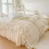 2026 Nuevo Estilo Algodón Acolchado Encaje Faldón de Cama Juego de Cuatro Piezas - Serie Milán