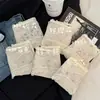 Calcinha de Renda Floral Pastoral para Mulheres, Forro Estendido 100% Algodão, Cintura Média, Ajustada ao Quadril, Vazada, Respirável, Calcinha Triângulo