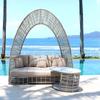 Conjunto Creativo de Sofás para Exteriores para Alojamiento, Popular en Redes Sociales, Cama Lounge para Piscina de Hotel Resort Nido de Pájaro de Ratán en la Costa de Bali