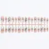 Uñas Postizas Estilo Puro Deseo Estilo Francés, Puntas de Uñas Postizas Puras Hechas a Mano Estilo Ojo de Gato de Princesa Cubo de Azúcar, 30 Piezas de Pegatinas para Uñas