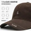 Gorra de béisbol de color liso simple con bordado en S para circunferencia de cabeza grande, protección solar, casual de primavera al aire libre estilo japonés, gorra de béisbol para adelgazar la cara