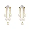 Pendientes de borlas de perlas de alta gama para mujer, diseño de nicho, dos pendientes elegantes de lujo con luz de celebridad cibernética.
