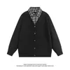 Nueva camisa cárdigan de punto estilo perezoso con retazos de color sólido, estilo coreano de otoño e invierno, falso dos piezas, informal, para hombre
