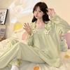 Pijama nuevo para niña estilo princesa Otoño/Invierno con almohadilla en el pecho Niñas Color sólido estilo coreano Ins Traje de ropa para el hogar de dos piezas