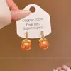 Brincos Pingente Pérola Champagne Feminino Retrô Luxo Leve Temperamento Brincos de Tarraxa Cheios de Diamante Novo Estilo Coreano Joias de Orelha de Alto Padrão