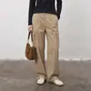 Pantalones de Mujer Nuevo Estilo Principios de Otoño Bolsillo Grande Tridimensional Cordón Elástico Pantalones Cargo Sueltos Adelgazantes Casuales Pantalones de Pierna Ancha