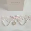 Colar Doce Lolita Europeu e Americano, Colar Lolita, Pedra Preciosa, Pérola, Gargantilha de Renda, Acessórios de Fita, Acessórios de Pescoço