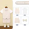 Traje de verano para niño con chaleco a rayas y shorts, vestido de cumpleaños de un año para paje, atuendo de actuación para recitación de piano del anfitrión