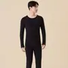Conjunto Térmico Masculino com Tecido Macio e Amigo da Pele, Conjunto de Roupa Íntima Térmica Unissex com Partes Espessadas para Aquecimento
