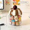 Lindo frasco de almacenamiento, sellado y a prueba de polvo, exhibición y colección de mini figuras de juguete de moda, caja de almacenamiento transparente redonda de caja sorpresa