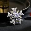 Broche Elegante de Floco de Neve de Zircônia com Diamantes Completos Requintados Acessórios de Colarinho Estilo Japonês Mini Corsage de Nicho de Moda