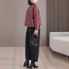 Elegante Chaqueta Casual de Seda Jacquard Roja para Mujer, Nuevo Abrigo de Manga Larga Estilo Chino para Madres de Mediana Edad