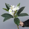 Exibição de flores de frangipani artificiais nórdicas para vitrines de shoppings, decorações de flores artificiais para paisagismo de jardins, arranjos florais de mesa e arranjos de flores