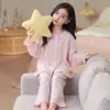 Pijama para niñas, algodón nube manga larga, nuevo estilo primavera y otoño, conjunto de dos piezas de otoño para niñas, ropa de casa para niños grandes, adecuado para usar al aire libre