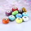 Fornecimento Transfronteiriço de Contas Cerâmicas Planas Coloridas com Furo Grande, Acessórios para Roupas, Contas Espaçadoras, Acessórios para Joias DIY de Pulseira, Acessórios com Contas