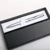 Caneta esferográfica de metal prateado de alta qualidade, best-seller transfronteiriço, caneta para presente de escritório executivo com conjunto de caixa de presente, caneta promocional corporativa
