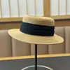 Sombrero de Paja Plano Estilo Francés para Mujer Primavera y Verano, Sombrero Tejido Estilo Old Money, Sombrero de Sol de Ala Ancha para Vacaciones en la Playa