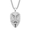 Colar com Pingente de Máscara de Retrato Estéreo de Diamante Completo Europeu e Americano, Acessórios Masculinos Elegantes Exagerados e Imponentes, Joias de Colar
