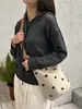 512291 Bolsa Saco de Lã com Bolinhas Outono e Inverno Bolsa de Ombro Único para Compras Bolsa de Armazenamento Bolsa Transversal de Grande Capacidade
