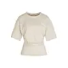 Sumeihui 2026 Nova Coleção Primavera/Verão Estilo Lem Simples e Versátil Top com Cintura Marcada por Pregas Gola Redonda Camiseta de Manga Curta para Mulheres