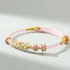 Pulsera de Nudo Flor de Durazno para Hombres y Mujeres, Hilo Rojo Flor de Durazno Producto Semi-Terminado DIY, Se Puede Ensartar con Cuentas, Accesorio, Pulsera de Cuentas de la Suerte, Regalo