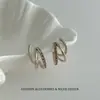 Agulha de Prata S925 Nova Moda Simples Cruz Cravejada Zircônia Brilhantes Super Brincos Estilo Geométrico Elegantes Brincos de Tarraxa Versátil Leve Luxo Feminino