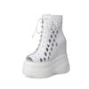 Botas de Mujer Versátiles de Tacón Ultra Alto de 16 cm con Suela Gruesa, Punta Abierta, Diseño Hueco Transpirable, con Cordones, Sandalias de Nuevo Estilo Primavera
