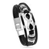 Pulseira de Couro de Liga Europeia e Americana Transfronteiriça da AliExpress Moda Masculina e Feminina Vintage Couro Trançado com Miçangas de 8 Palavras