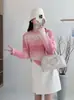 Primavera 2026 Nuevo Estilo Top de Punto Fino Calado Color Degradado Estilo Coreano Holgado Estilo Suave Suéter Pulóver para Mujer