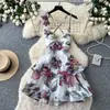 Vestido Floral Romántico Estilo Resort con Cuello en V para Mujer, Verano sin Espalda con Lazos, Línea A, Sexy y Elegante, Efecto Adelgazante