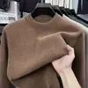 Suéter Masculino de Pelo Sintético Anti-Pilling, com Fleece Integrado, Camada Interna de Inverno Espessa e Quente, Suéter Base Tricotado