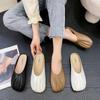 Mules Fechadas Estilo Coreano para Mulheres, Novidade Verão 2025, Chinelos Meio Passo Planos de Vovó Preguiçosa, Sandálias Nicho Francesas