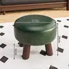 Taburete Pequeño para el Hogar Respaldo Giratorio Silla Pequeña Taburete Bajo Madera Maciza Sala de Estar Sofá Mesa de Café Simple Bolsa Suave Taburete para Cambiar Zapatos