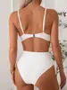 Nuevo Traje de Baño de Dos Piezas 2027 Conjunto de Bikini Europeo y Americano para Mujer, de Cintura Alta, Color Sólido, Estampado, Traje de Baño Transfronterizo para Mujer