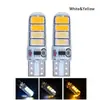 T10 W5W 194 168 5630 8SMD LED luz de pisca de carro bicolor T10 lâmpada de silicone 12V