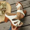 Pantuflas de tacón alto de suela gruesa para comercio exterior transfronterizo para mujer, nuevo modelo de verano 2026, sandalias de moda para mujer de talla grande, puntera abierta, tacón grueso