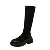 Botas Pequeñas Populares de Cyberpunk Botas Altas hasta la Rodilla Otoño e Invierno 2023 Nuevas Botas Delgadas Tacón Grueso Punta Redonda Zapatos Tipo Calcetín Stingy Zapatos para Mujer