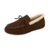 Nuevos Zapatos de Algodón Planos Cálidos Engrosados con Felpa, Estilo Retro, Talla Grande, para Mujer, sin Cordones, de Corte Bajo, para Conducir, Otoño/Invierno 2024
