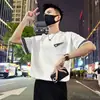 Camiseta de Manga Corta con Parches de Cuadros de Marca de Moda para Hombre, Moda de Verano, Cuello Redondo Elegante, Corte Holgado, Top Casual Versátil