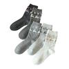 Calcetines de Mujer Versátiles Color Gris Retro con Jacquard de Alce para Otoño e Invierno de Algodón Calcetines Casuales de Media Pierna Calcetines de Algodón que Absorben la Humedad