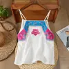 Camisola Bordada de Algodón y Lino para Mujer, Nuevo Estilo Verano 2025, Ropa Interior Artística Retro, Chaleco de Tirantes Cortos