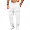 Pantalones largos casuales de otoño e invierno para hombre, de estilo europeo y americano, resistentes, forrados de polar, multibolsillos, ropa de trabajo deportiva para exteriores, talla grande, corte holgado, para hombre