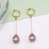 Pendientes Largos con Borlas de Colores y Colgantes de Gota de Agua Estilo Ins Lujo Ligero Dorado, Pendientes Colgantes de Gota de Agua de Vidrio Simple Estilo Antiguo para Mujer