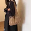 Bolsa Tejida para el Trabajo 2025 Rosa Tejido Color Café Nueva Gran Capacidad para Mujer Hueca Morado Bolso Tote Sencillo Producto Terminado