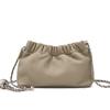 Bolso Nube Arrugado Natural de Piel de Vaca de Primera Capa Nuevo Bolso de Cadena para Axila Bolso Cruzado de Hombro de Piel de Vaca Bolso de Bola Dorada